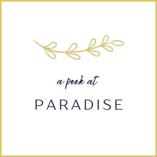 Intentional Living and Simple Luxury Lifestyle for Women Over 50-ish represented by logo of A Peek at Paradise. 